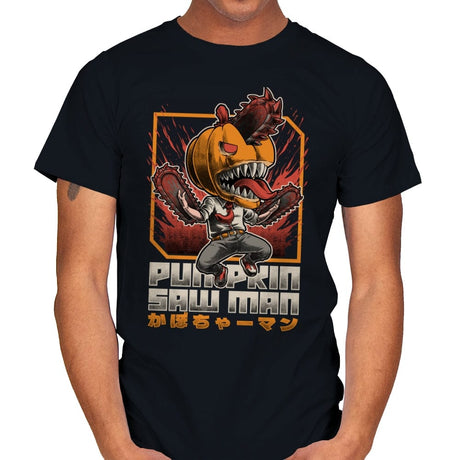Pumpkin Saw Halloween - Mens T-Shirts RIPT Apparel Small / Black