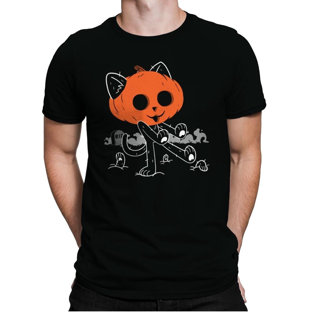 Pumpkitty Zombie - Mens Premium T-Shirts RIPT Apparel Small / Black