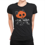 Pumpkitty Zombie - Womens Premium T-Shirts RIPT Apparel Small / Black