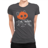 Pumpkitty Zombie - Womens Premium T-Shirts RIPT Apparel Small / Heavy Metal