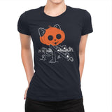Pumpkitty Zombie - Womens Premium T-Shirts RIPT Apparel Small / Midnight Navy