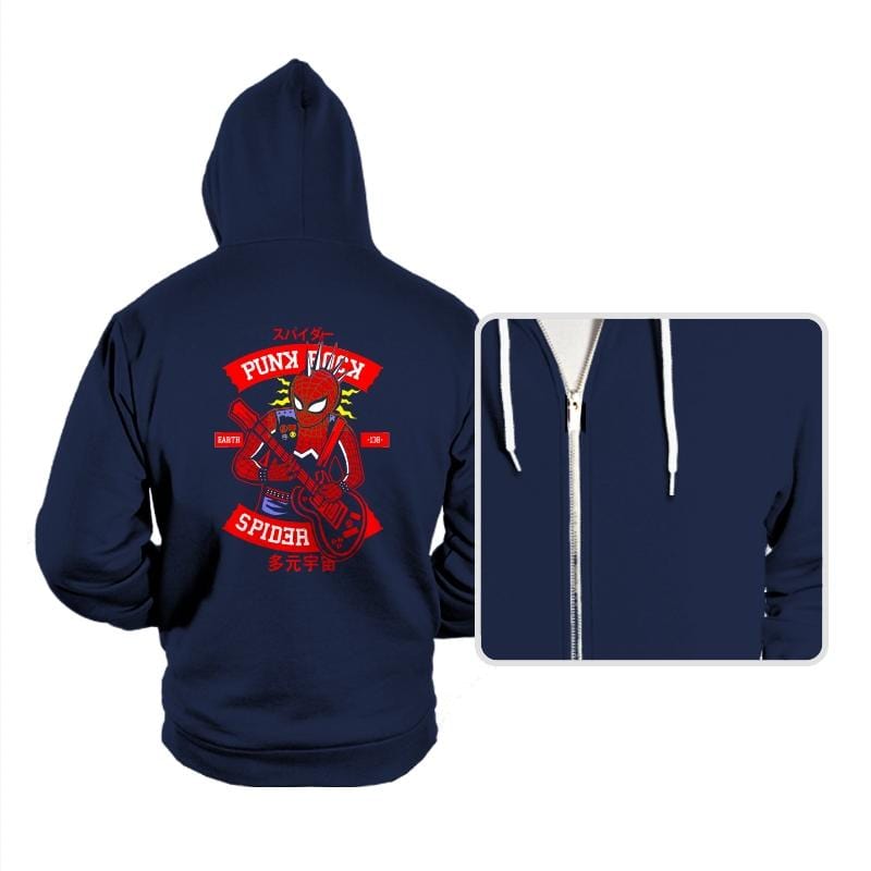 Punk Rock Spider - Hoodies Hoodies RIPT Apparel Small / Navy