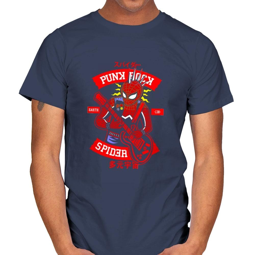 Punk Rock Spider - Mens T-Shirts RIPT Apparel Small / Navy