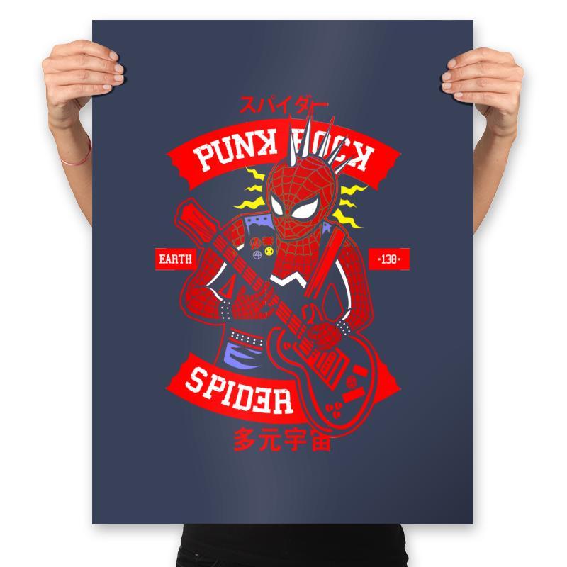 Punk Rock Spider - Prints Posters RIPT Apparel 18x24 / Navy