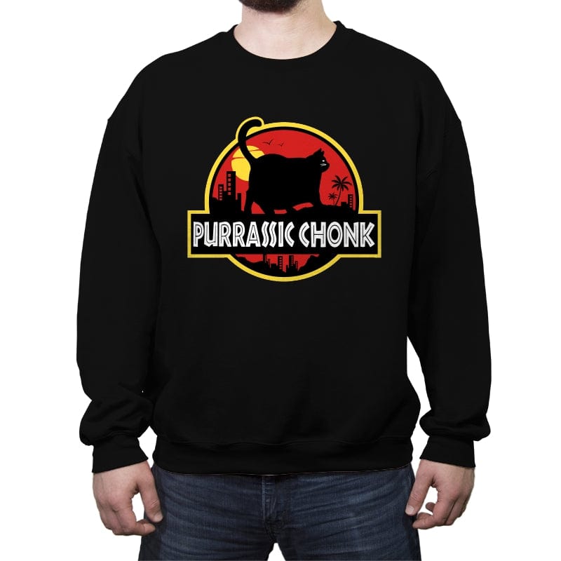 Purrassic Chonk - Crew Neck Sweatshirt Crew Neck Sweatshirt RIPT Apparel Small / Black