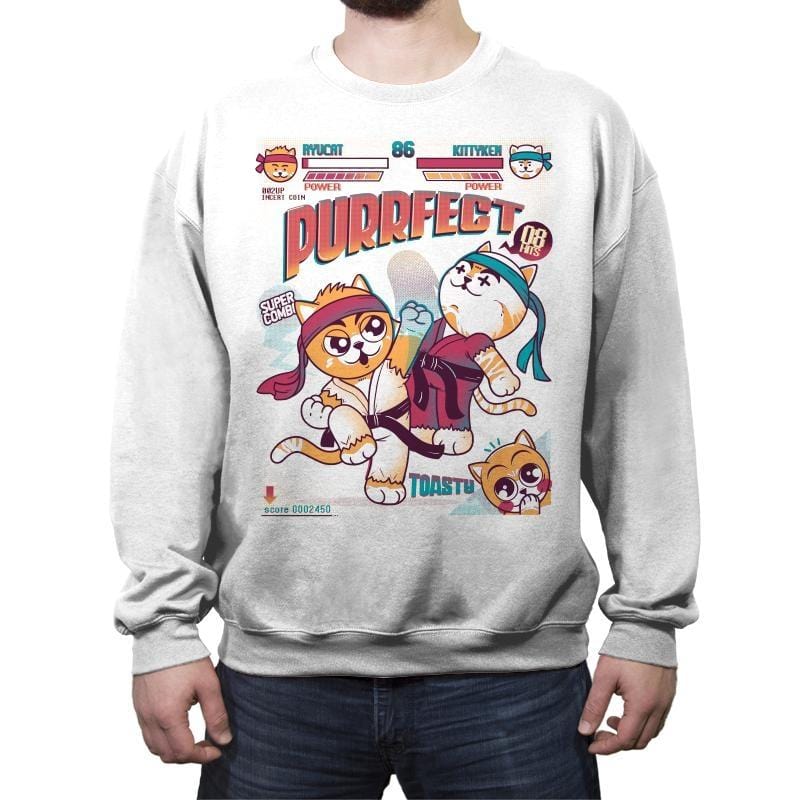 Purrfect Score - Crew Neck Sweatshirt Crew Neck Sweatshirt RIPT Apparel Small / White