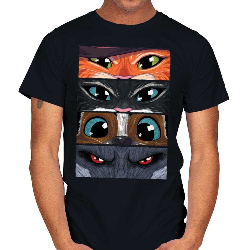 Puss in Boots Eyes - Mens T-Shirts RIPT Apparel Small / Black