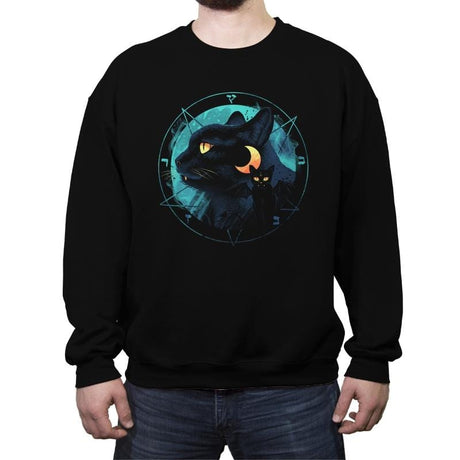 Puss the Evil Cat - Crew Neck Sweatshirt Crew Neck Sweatshirt RIPT Apparel Small / Black