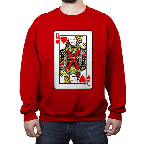 Queen Card - Crew Neck Sweatshirt Crew Neck Sweatshirt RIPT Apparel Small / Red
