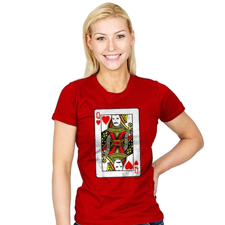 Queen Card - Womens T-Shirts RIPT Apparel Small / Red