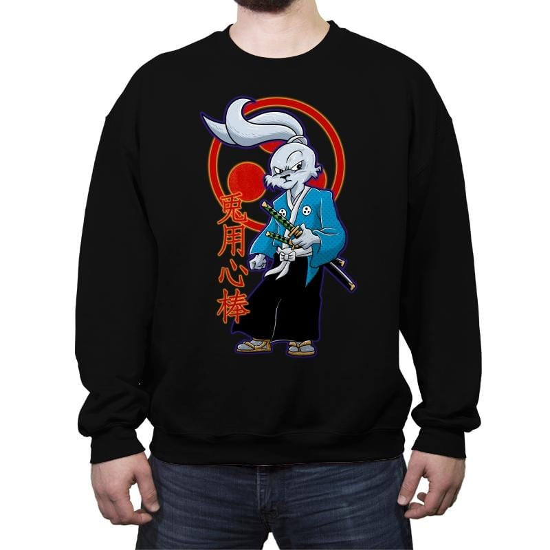 Rabbit Samurai - Crew Neck Sweatshirt Crew Neck Sweatshirt RIPT Apparel Small / Black