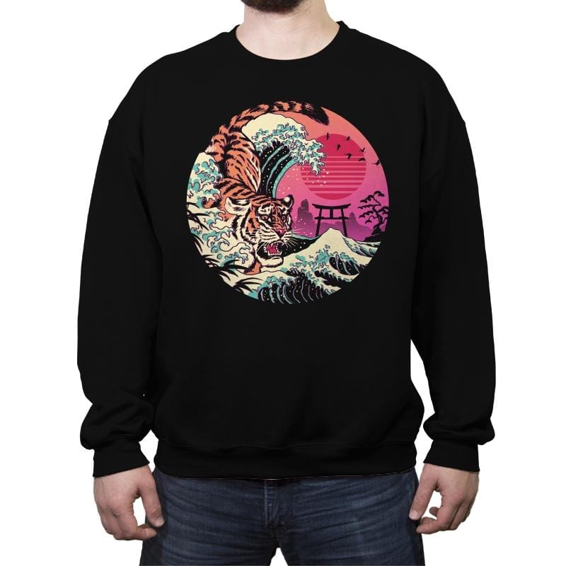 Rad Tiger Wave - Crew Neck Sweatshirt Crew Neck Sweatshirt RIPT Apparel