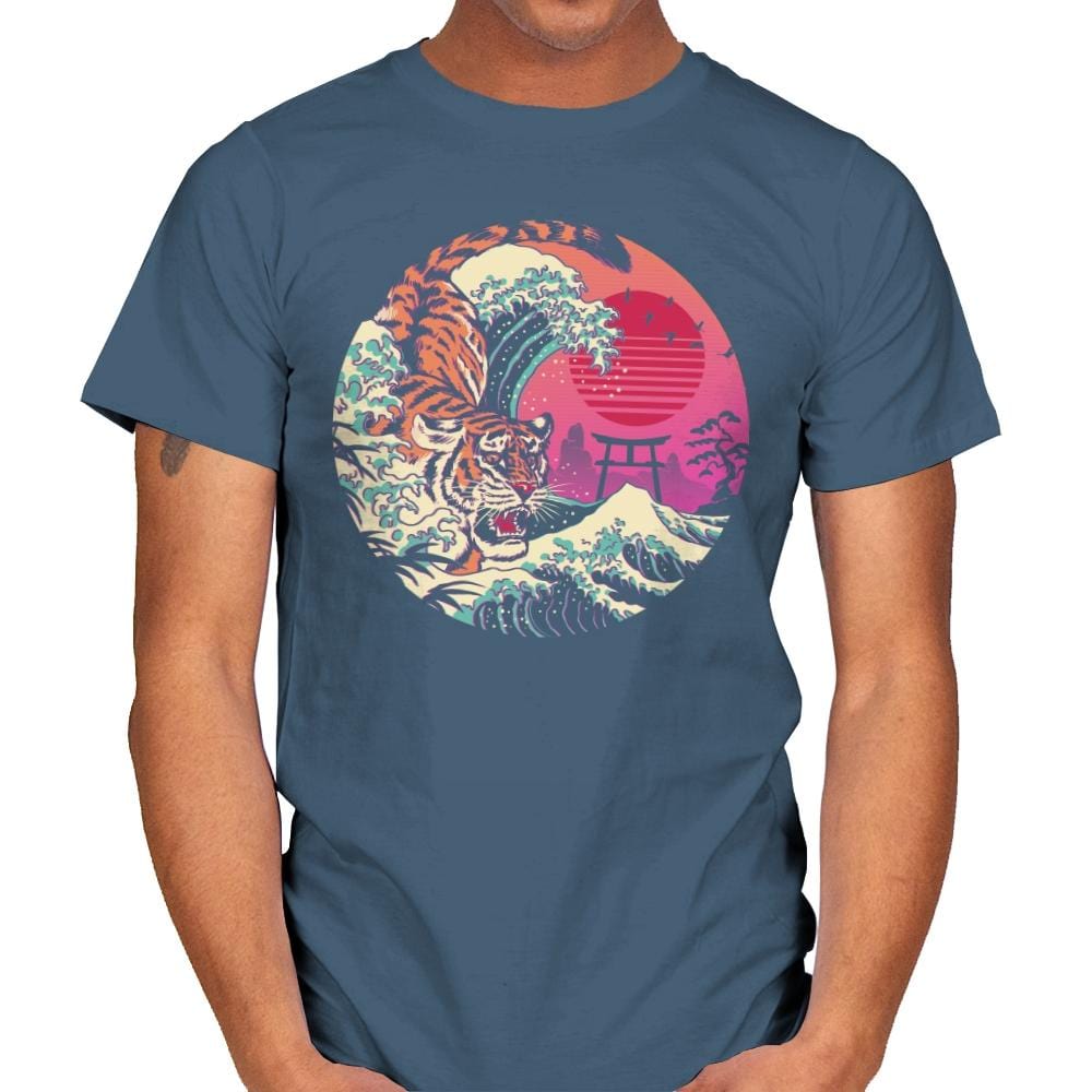 Rad Tiger Wave - Mens T-Shirts RIPT Apparel Small / Indigo Blue