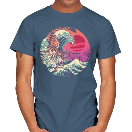 Rad Tiger Wave - Mens T-Shirts RIPT Apparel Small / Indigo Blue