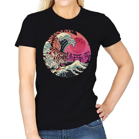 Rad Tiger Wave - Womens T-Shirts RIPT Apparel Small / Black