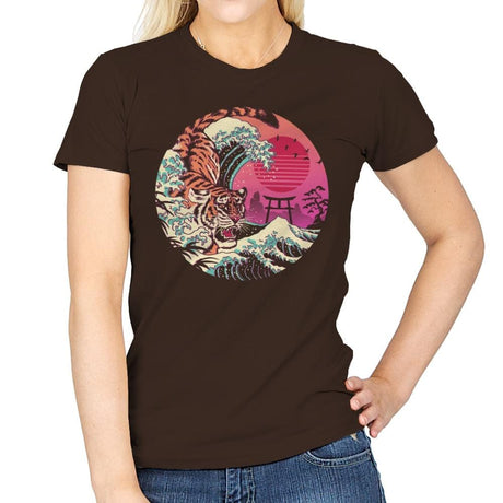 Rad Tiger Wave - Womens T-Shirts RIPT Apparel Small / Dark Chocolate