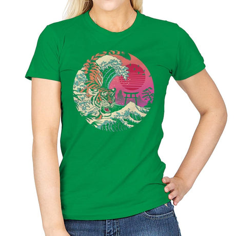 Rad Tiger Wave - Womens T-Shirts RIPT Apparel Small / Irish Green
