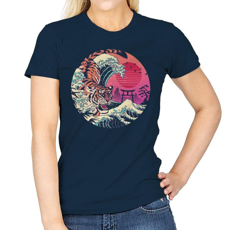 Rad Tiger Wave - Womens T-Shirts RIPT Apparel Small / Navy
