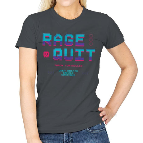 Rage Quit 4 Life - Womens T-Shirts RIPT Apparel Small / Charcoal