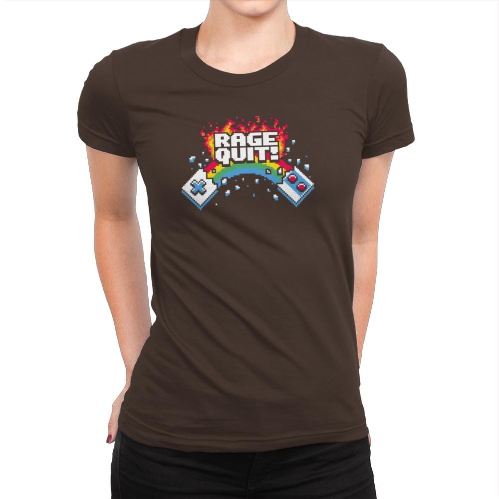 Rage Quit! Exclusive - Womens Premium T-Shirts RIPT Apparel Small / Dark Chocolate