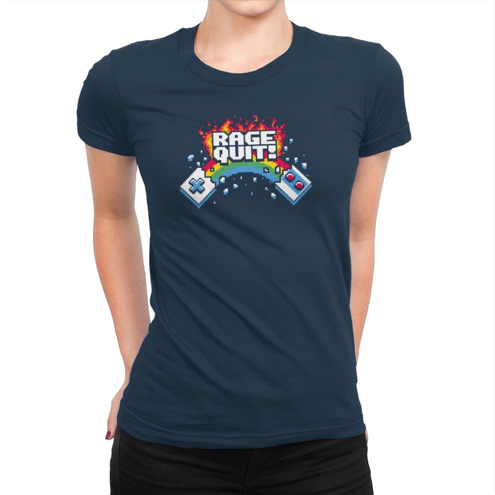 Rage Quit! Exclusive - Womens Premium T-Shirts RIPT Apparel Small / Midnight Navy