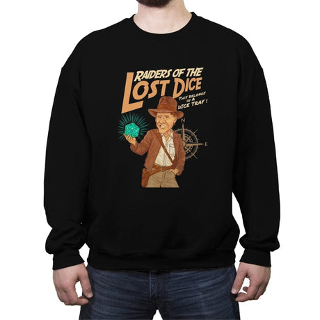 Raiders of the Lost Dice - Crew Neck Sweatshirt Crew Neck Sweatshirt RIPT Apparel Small / Black