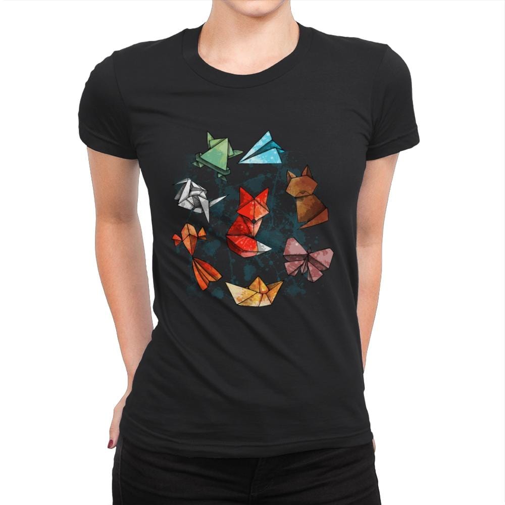 Raimbow Origami - Womens Premium T-Shirts RIPT Apparel Small / Black