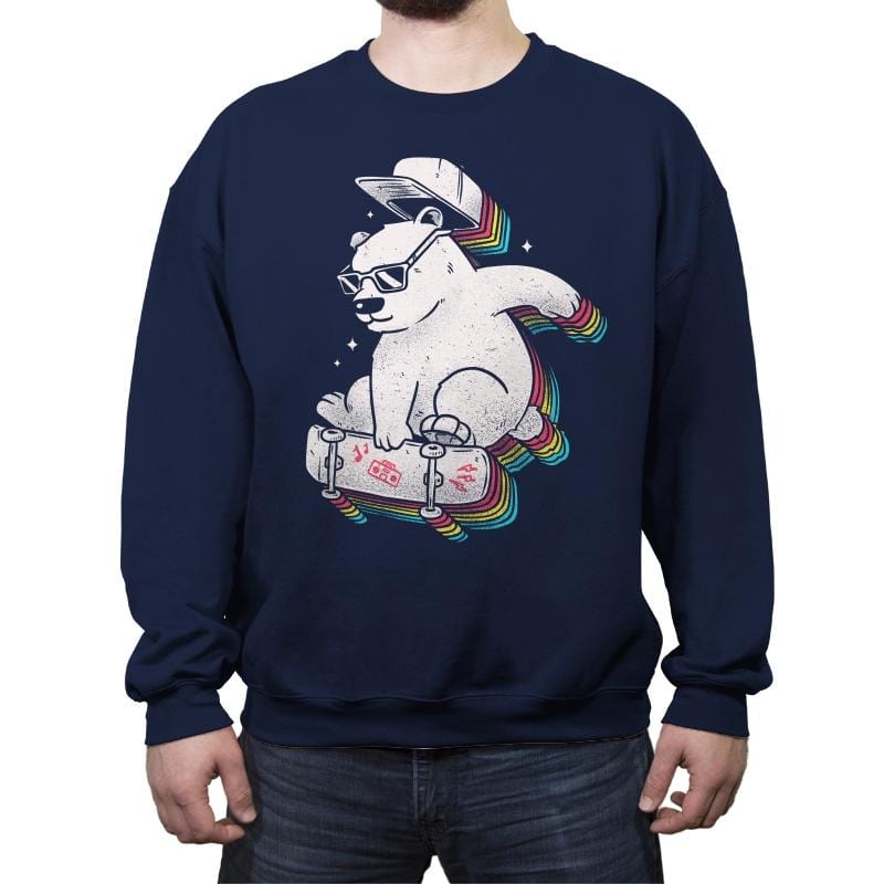 Rainbow Skate Bear - Crew Neck Sweatshirt Crew Neck Sweatshirt RIPT Apparel Small / Navy