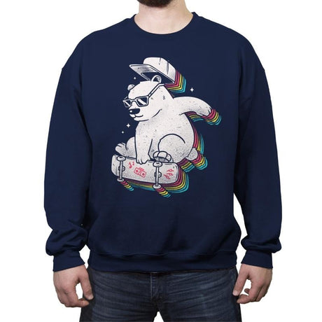 Rainbow Skate Bear - Crew Neck Sweatshirt Crew Neck Sweatshirt RIPT Apparel Small / Navy
