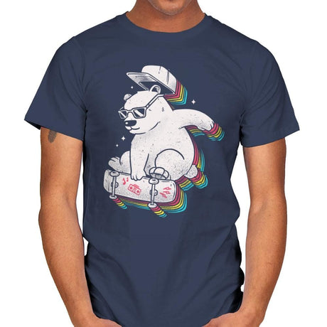 Rainbow Skate Bear - Mens T-Shirts RIPT Apparel Small / Navy