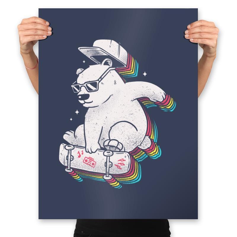 Rainbow Skate Bear - Prints Posters RIPT Apparel 18x24 / Navy