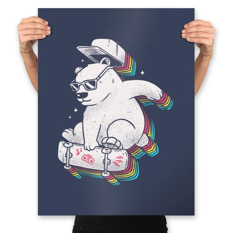 Rainbow Skate Bear - Prints Posters RIPT Apparel 18x24 / Navy