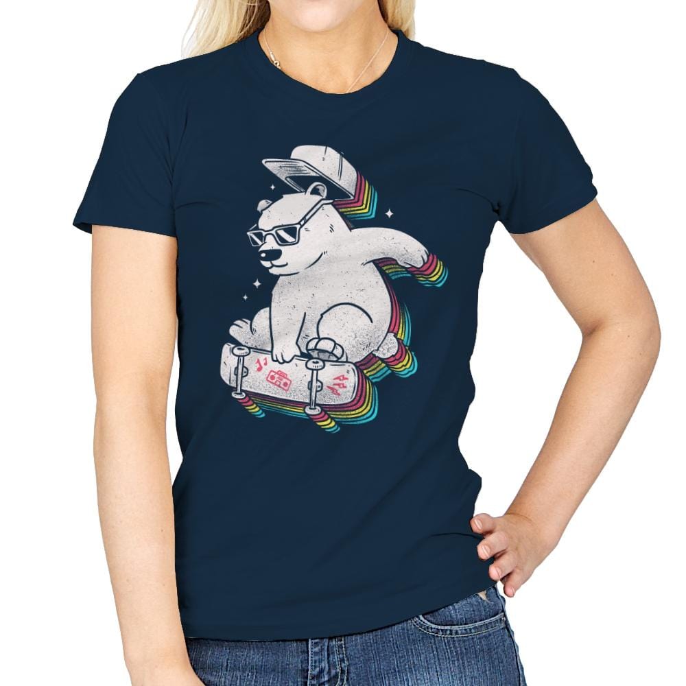 Rainbow Skate Bear - Womens T-Shirts RIPT Apparel Small / Navy
