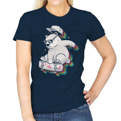 Rainbow Skate Bear - Womens T-Shirts RIPT Apparel Small / Navy