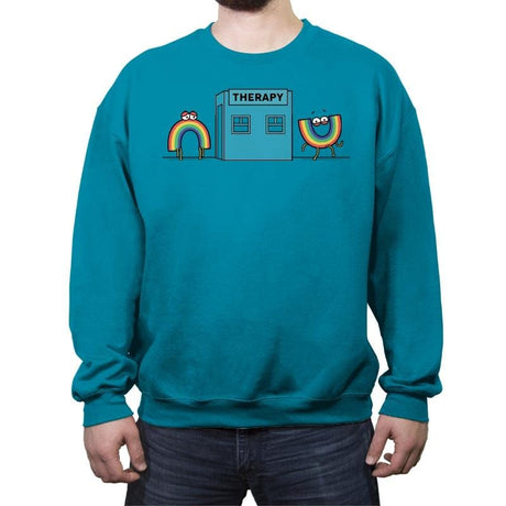 Rainbow Therapy - Crew Neck Sweatshirt Crew Neck Sweatshirt RIPT Apparel Small / Antique Sapphire
