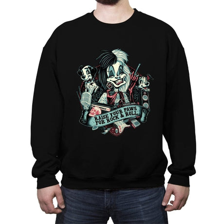 Raise your Paws for Rock and Roll - Crew Neck Sweatshirt Crew Neck Sweatshirt RIPT Apparel Small / Black