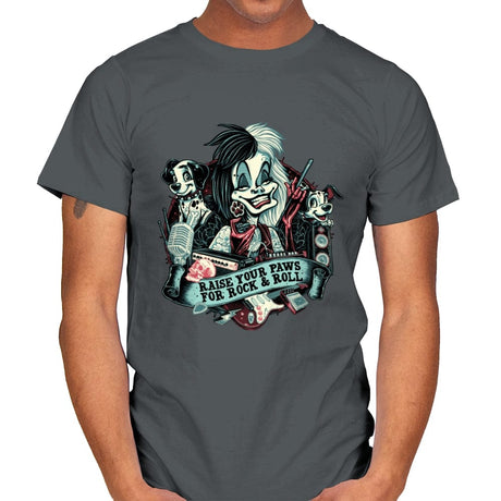 Raise your Paws for Rock and Roll - Mens T-Shirts RIPT Apparel Small / Charcoal