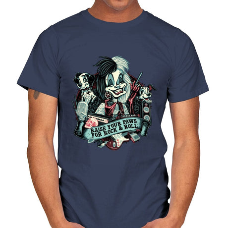 Raise your Paws for Rock and Roll - Mens T-Shirts RIPT Apparel Small / Navy