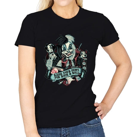 Raise your Paws for Rock and Roll - Womens T-Shirts RIPT Apparel Small / Black
