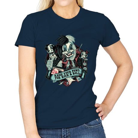 Raise your Paws for Rock and Roll - Womens T-Shirts RIPT Apparel Small / Navy
