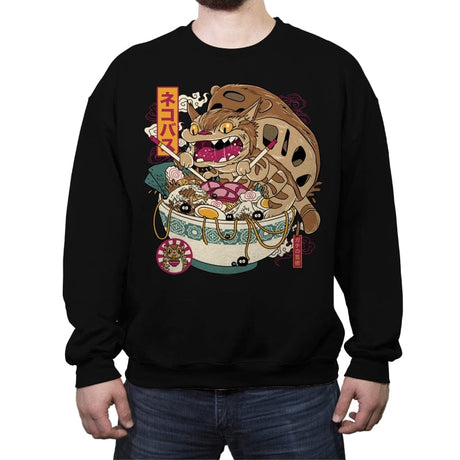 Ramen Catbus - Crew Neck Sweatshirt Crew Neck Sweatshirt RIPT Apparel Small / Black