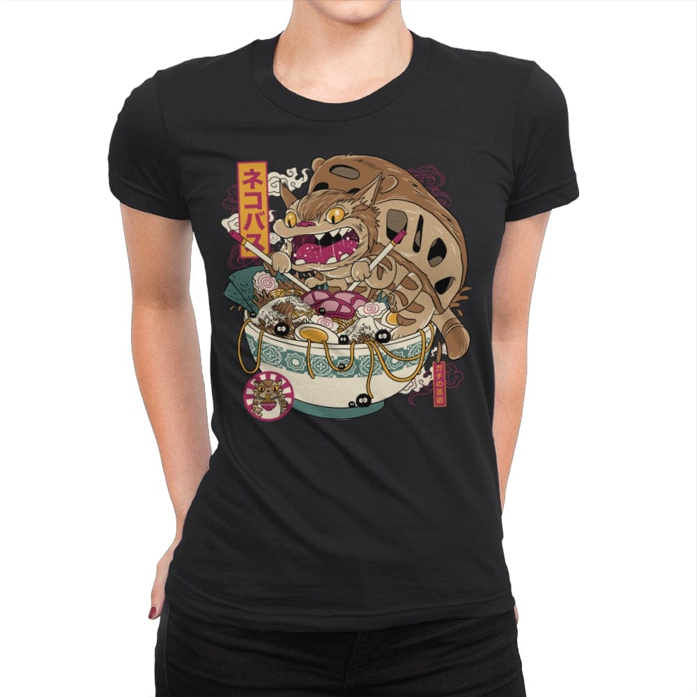 Ramen Catbus - Womens Premium T-Shirts RIPT Apparel Small / Black