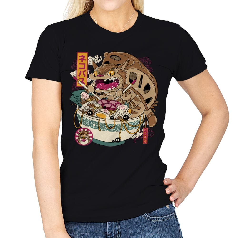 Ramen Catbus - Womens T-Shirts RIPT Apparel Small / Black