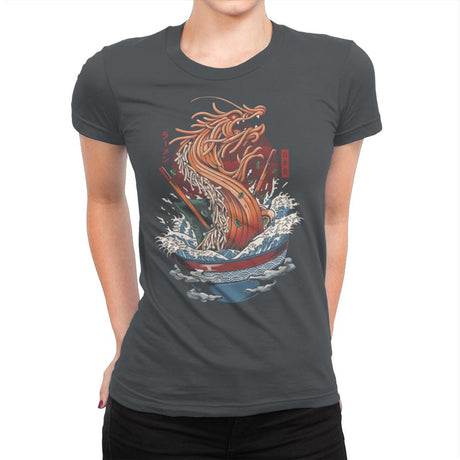 Ramen Dragon - Womens Premium T-Shirts RIPT Apparel Small / Heavy Metal
