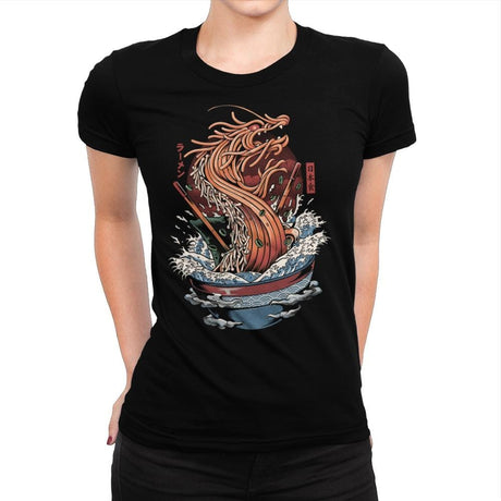 Ramen Dragon - Womens Premium T-Shirts RIPT Apparel Small / Indigo