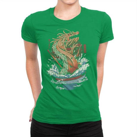 Ramen Dragon - Womens Premium T-Shirts RIPT Apparel Small / Kelly Green