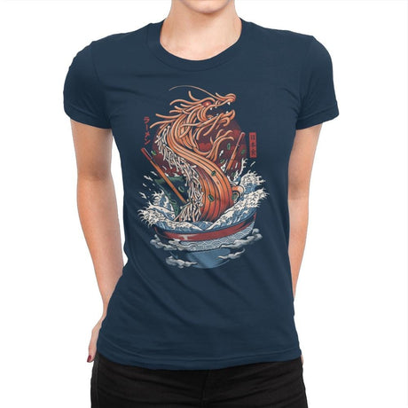 Ramen Dragon - Womens Premium T-Shirts RIPT Apparel Small / Midnight Navy