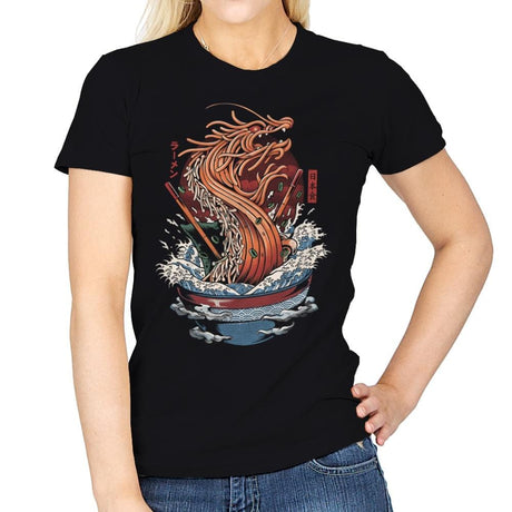 Ramen Dragon - Womens T-Shirts RIPT Apparel Small / Black