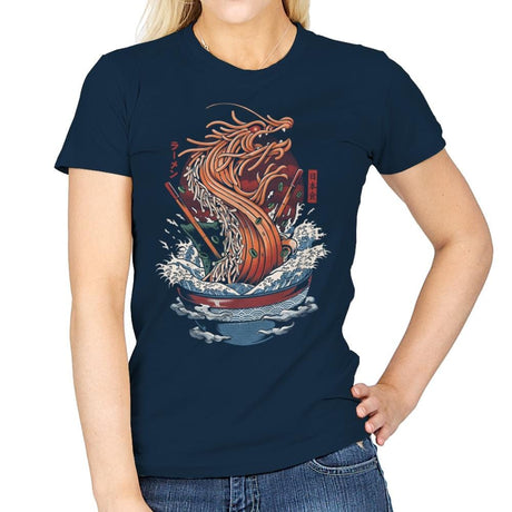 Ramen Dragon - Womens T-Shirts RIPT Apparel Small / Navy