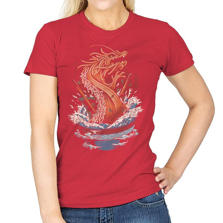 Ramen Dragon - Womens T-Shirts RIPT Apparel Small / Red